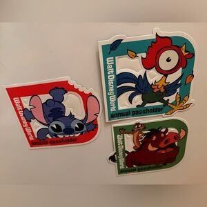 Set of three Disney annual pass holder magnets Hei Hei stitch and Timon pumba